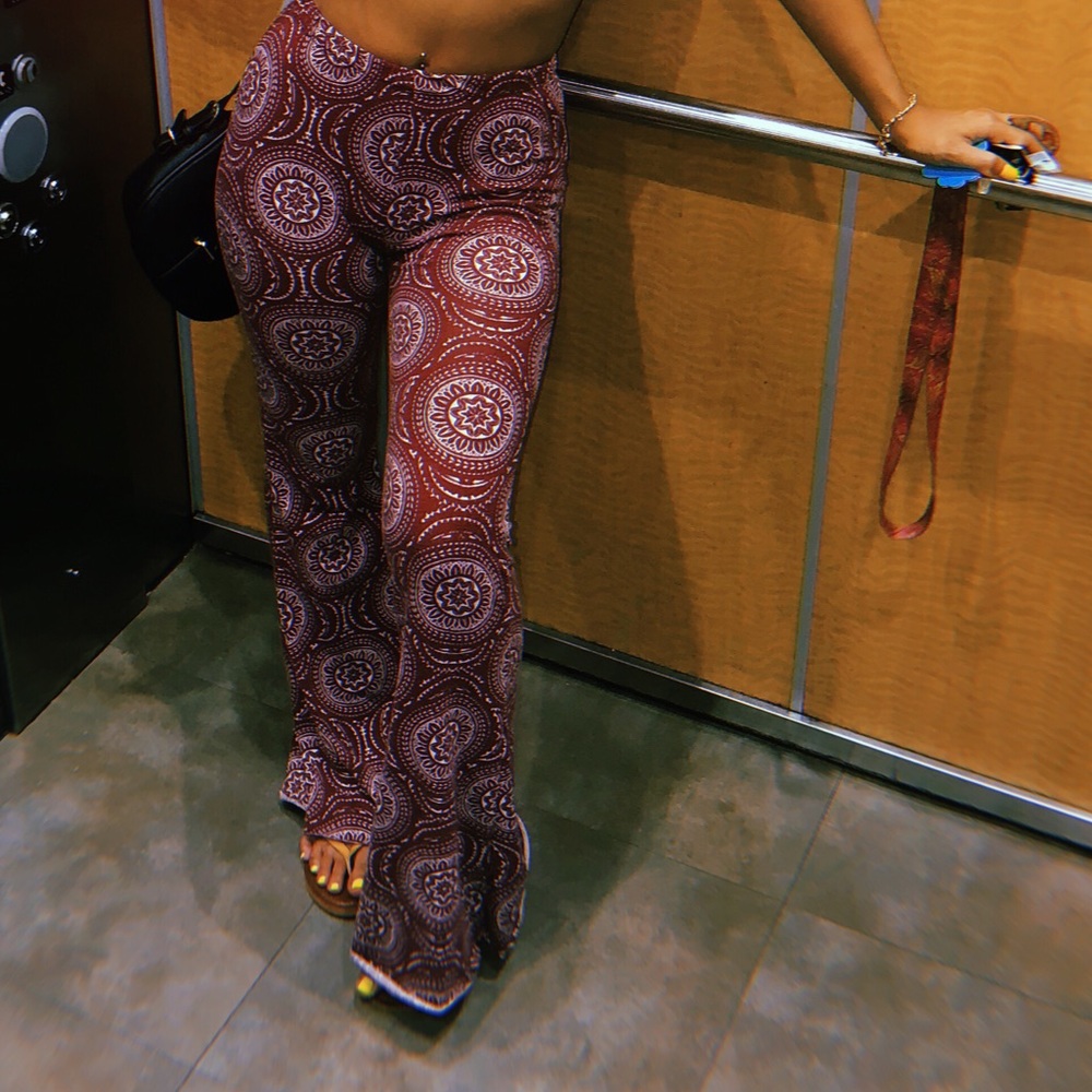Wide leg butt hugger pants